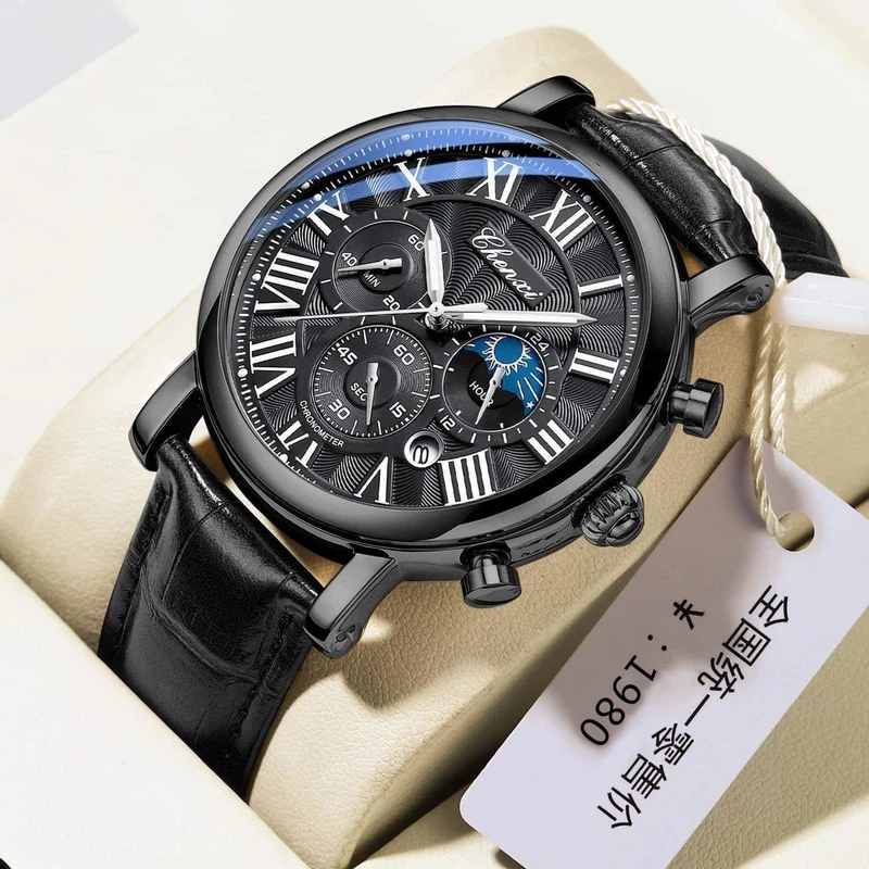 CHENXI Chronograph Quartz Classic Business Mens Leather Watch (LW-3419)