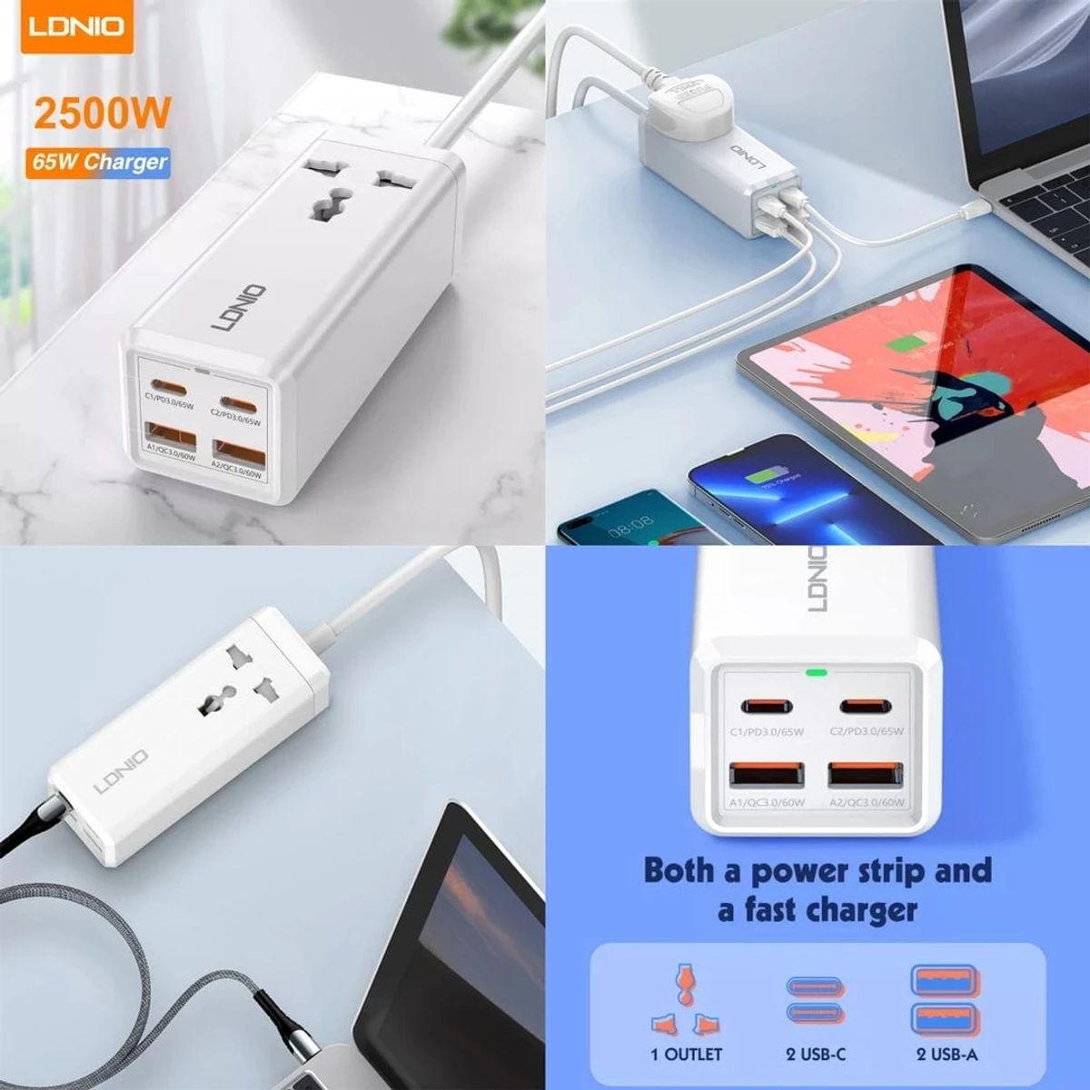 LDNIO SC1418 65W PD Desktop Power Strip with Power Socket