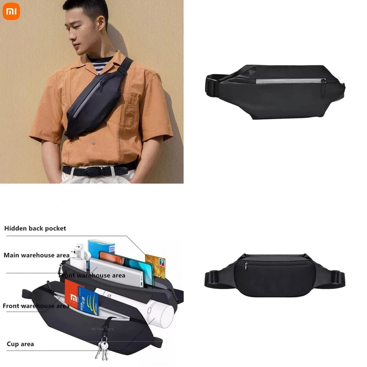 Xiaomi Multifunction Sling Chest Bag 4 Layer Waterproof Crossbody Hiking Bag