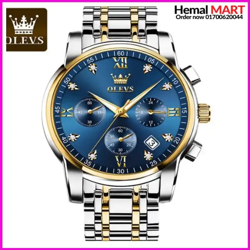 Olevs Watch Men Fashion Sports Quartz Full Steel Gold Business Mens Watches