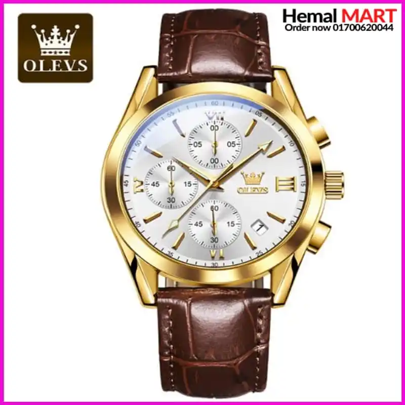 Olevs Watch Men Fashion Sports Quartz Full Steel Gold Business Mens Watches