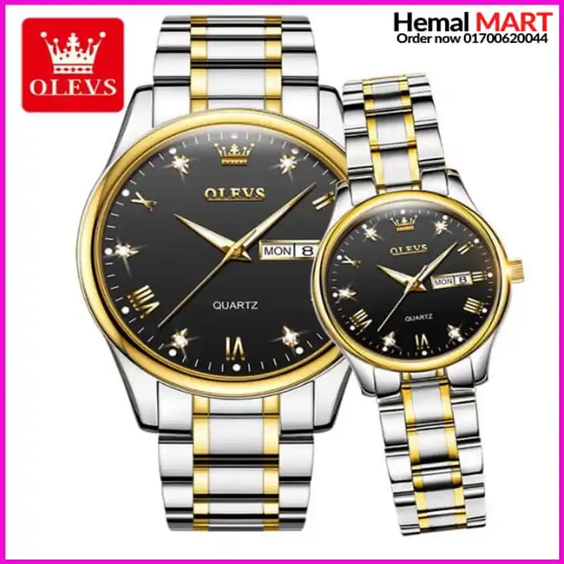 Olevs Watch Men Fashion Sports Quartz Full Steel Gold Business Mens Watches