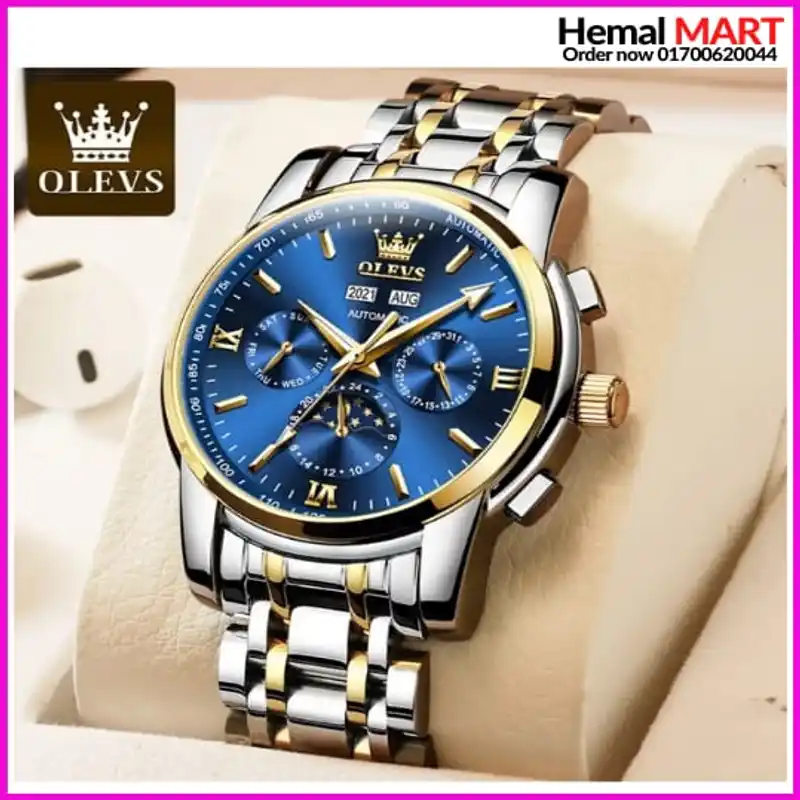 Olevs Watch Men Fashion Sports Quartz Full Steel Gold Business Mens Watches