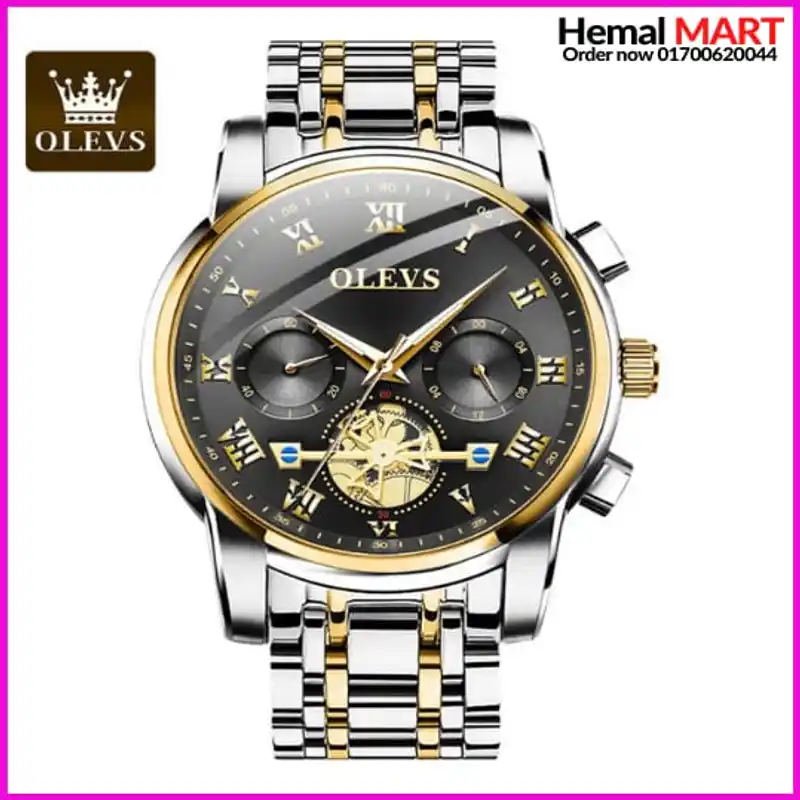 Olevs Watch Men Fashion Sports Quartz Full Steel Gold Business Mens Watches