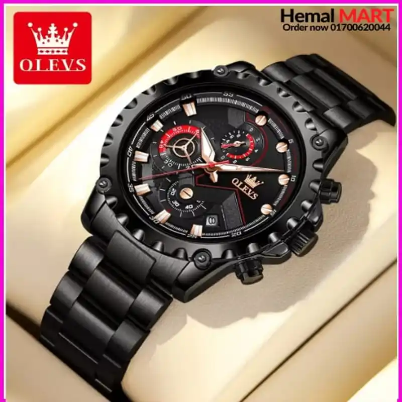 Olevs Watch Men Fashion Sports Quartz Full Steel Gold Business Mens Watches