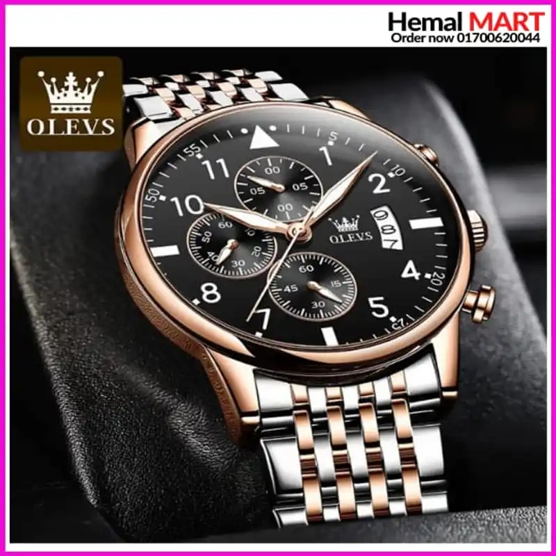 Olevs Watch Men Fashion Sports Quartz Full Steel Gold Business Mens Watches