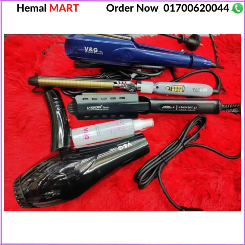 HAIR STRAIGHTENER,HAIR CURLER, HAIR DRYER & HAIR CRIMPE COMBO