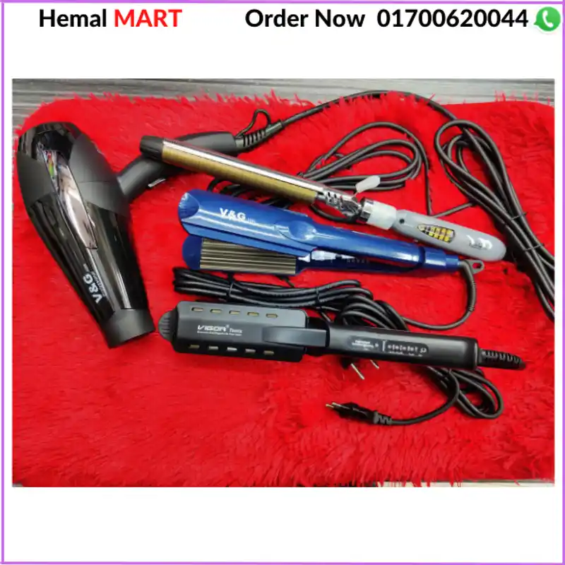 HAIR STRAIGHTENER,HAIR CURLER, HAIR DRYER & HAIR CRIMPE COMBO