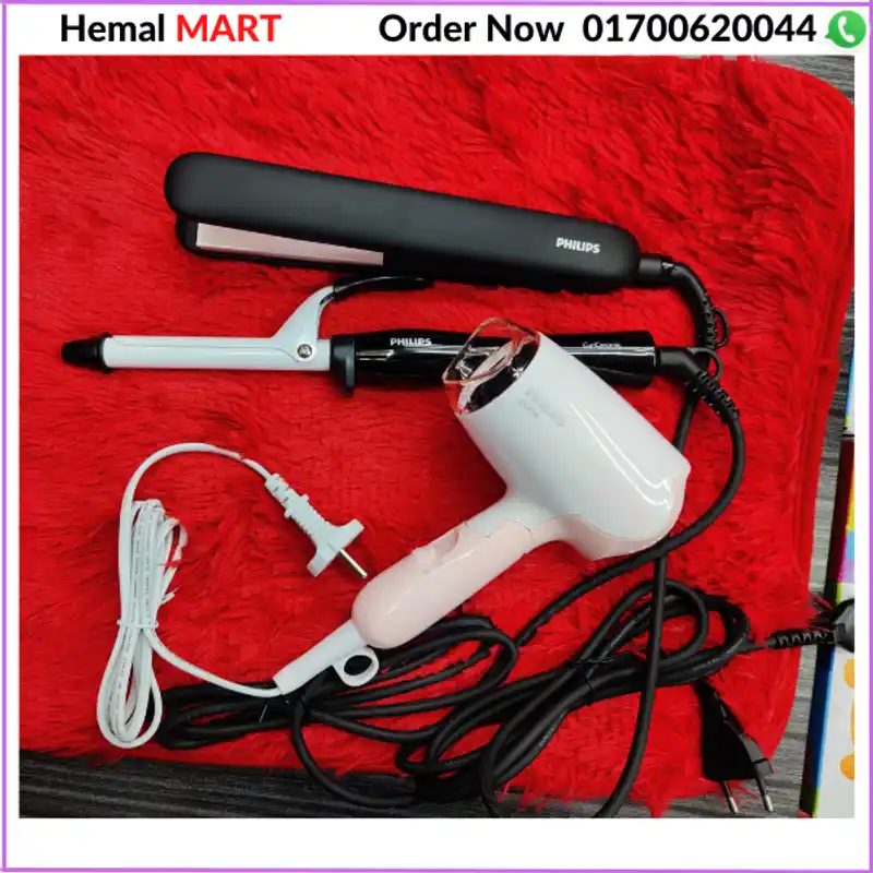 philips curler ।। philips straightener ।। Philips Hair Dryer একসাথে best combo