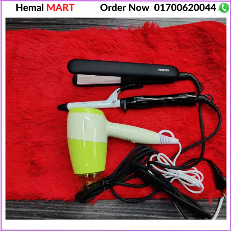 philips straightener,philips curler,Philips Hair Dryer একসাথে কম্বো কিনুন।